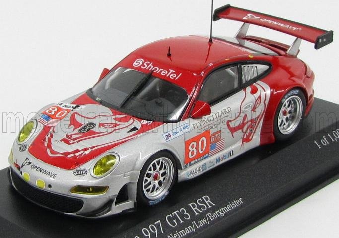 1:43 PORSCHE 911 997 Gt3 Rsr 4.0l Team Flying Lizard Motorsports N 80 24h Le Mans 2010 S.neiman - D.law - J.bergmeister, Red Silver - 410106980