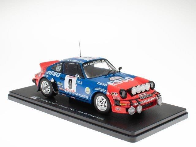 1:24 PORSCHE 911 Sc Coupe Esso (night Version) №9 Winner Rally Tour De Corse (1980) Jean Luc Therier - Michel Vial, Blue Red - 24WRC037