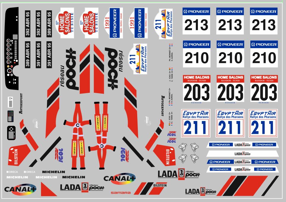 1:43 Набор декалей Волжский автомобиль LADA спорт (вариант5) (100х70) - DKM0255
