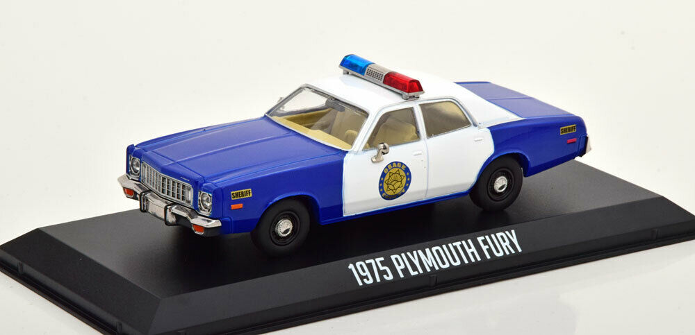1:43 PLYMOUTH Fury 'Osage County Sheriff' 1975 Blue - White - 86602