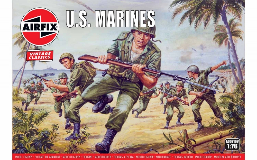 1:76 Сборная модель Фигурки WWII US Marines - A00716V
