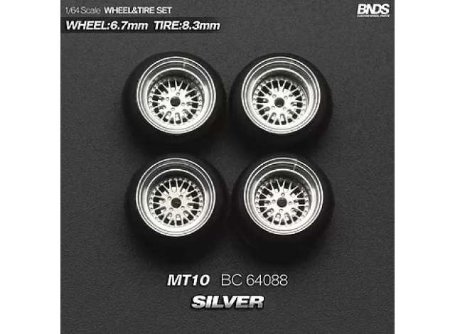 1:64 Alloy Wheel & Rim set, silver/chrome - BC64088