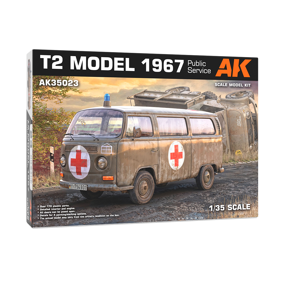 1:35 Сборная модель VOLKSWAGEN фургон T2 1967 года общественное обслуживание - AK35023