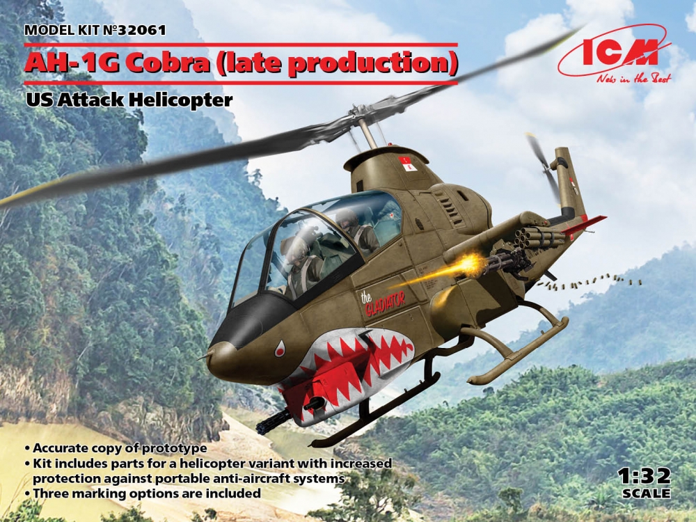 1:32 Сборная модель AH-1G Cobra (позднего производства), Американский ударный вертолет - 32061
