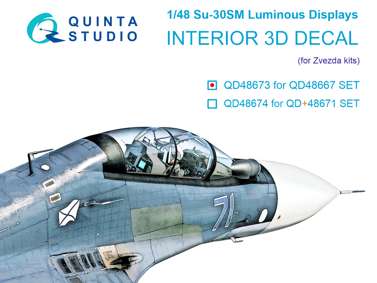1:48 3D Декаль Включенные дисплеи кабины для QD48667 Суххой-30СМ (Звезда) - QD48673