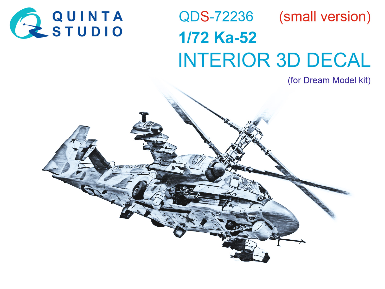 1:72 3D Декаль интерьера кабины Ка-52 (Dream Model) (малая версия) - QDS-72236
