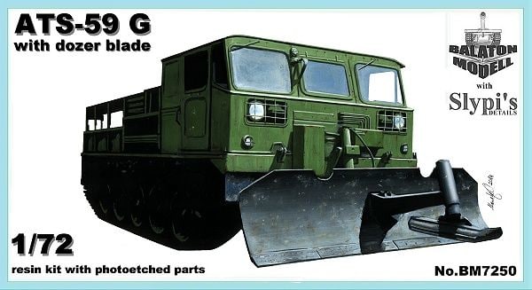 1:72 Сборная модель Советский артиллерийский тягач АТС-59Г с бульдозерным отвалом - BM7250
