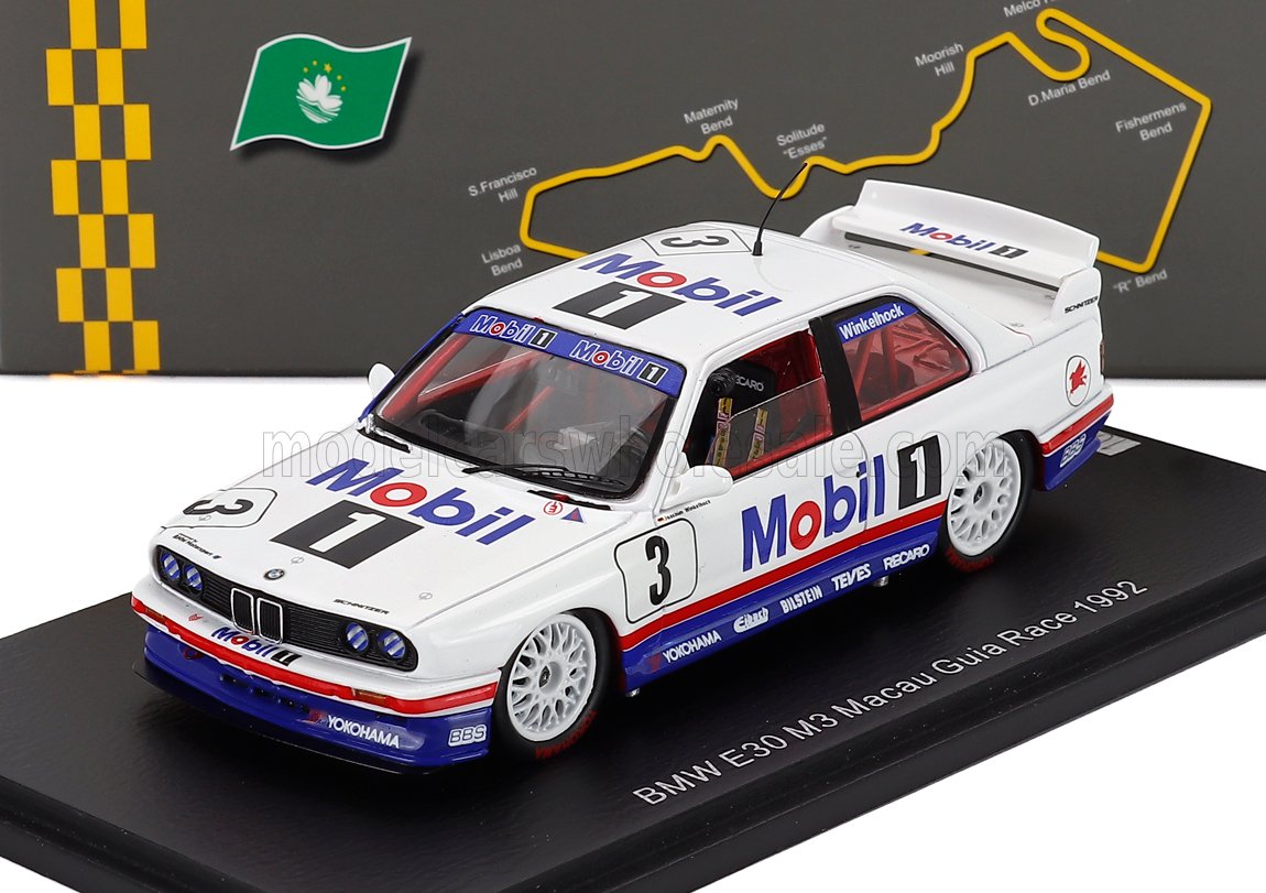 1:43 BMW 3-series (e30) M3 Mobil1 N 3 Macau Guia Race (1992) Joachim Winkelhock, White Black Red - SA247