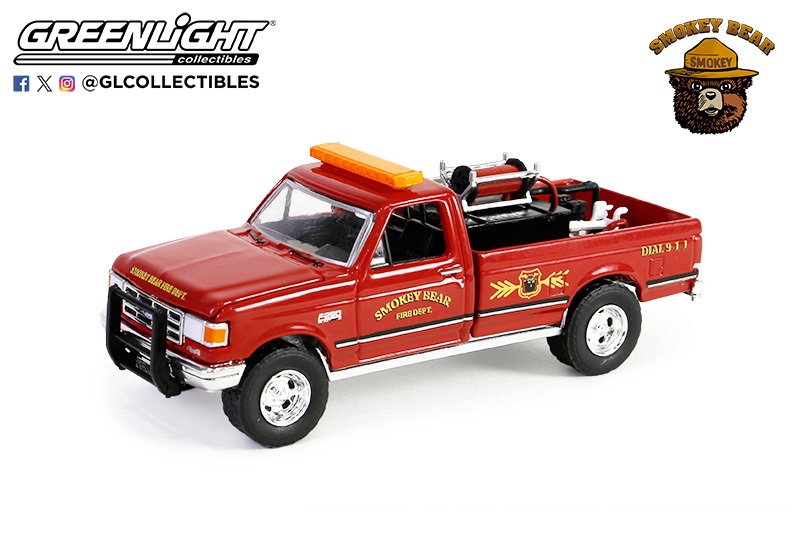 1:64 FORD F-250 пикап с пожарным оборудованием 'Carelessness Kills Tomorrow's Trees Too! Prevent Forest Fires!' 1990 Red - 38060E