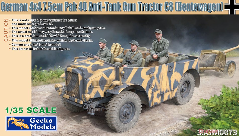 1:35 Сборная модель немецкий артиллерийский тягач 4x4 7,5cm Pak 40 C8 German 4x4 7.5cm Pak 40 Anti-Tank Gun Tractor C8 - 35GM0073