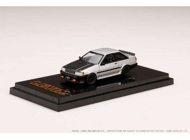 1:64 Toyota Corolla Levin GT APEX 2door AE86 with Carbon Bonnet, silver / black - HJ641035CSK