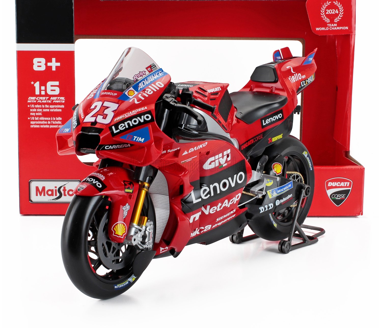 1:6 DUCATI Desmosedici Gp24 Team Lenovo №23 Motogp Season (2024) Enea Bastianini, Red - 32245-23-BAS