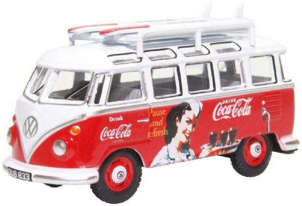 1:76 VOLKSWAGEN T1 Samba Bus 'Coca-Cola' с доской для серфинга 1970 - 76VWS008CC