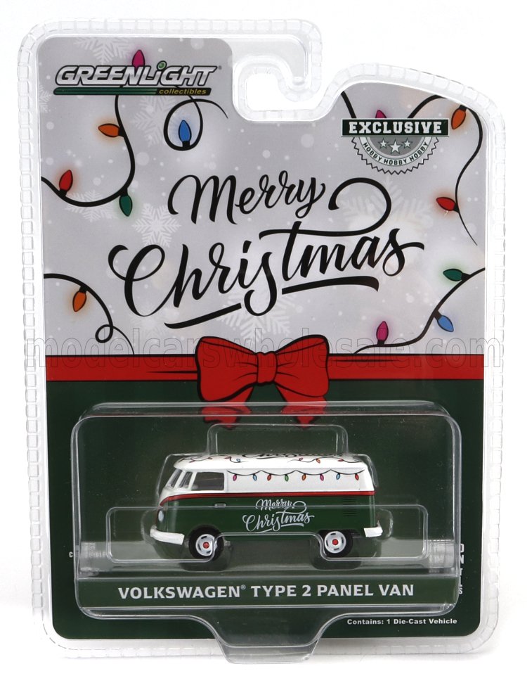 1:64 VOLKSWAGEN T1 Type 2 Panel Van Merry Christmas (1962), Green White - 30484