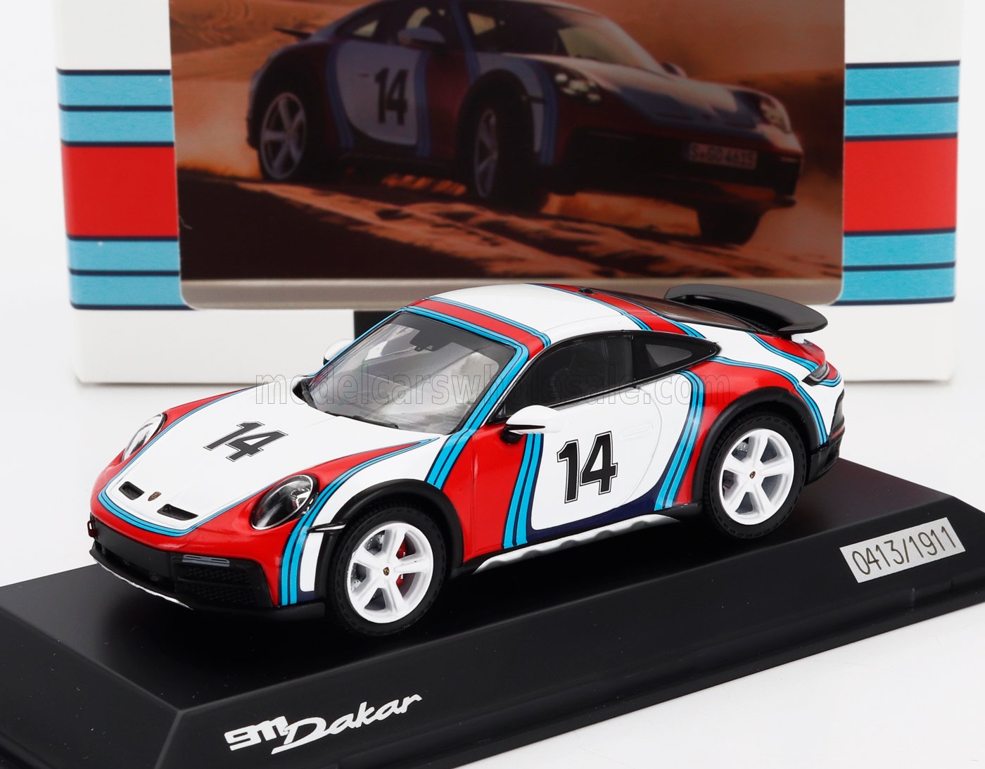 1:43 PORSCHE 911 992 Dakar Coupe №14 Martini Racing Livery (2023), White Red Blue - WAP0200030PDKM