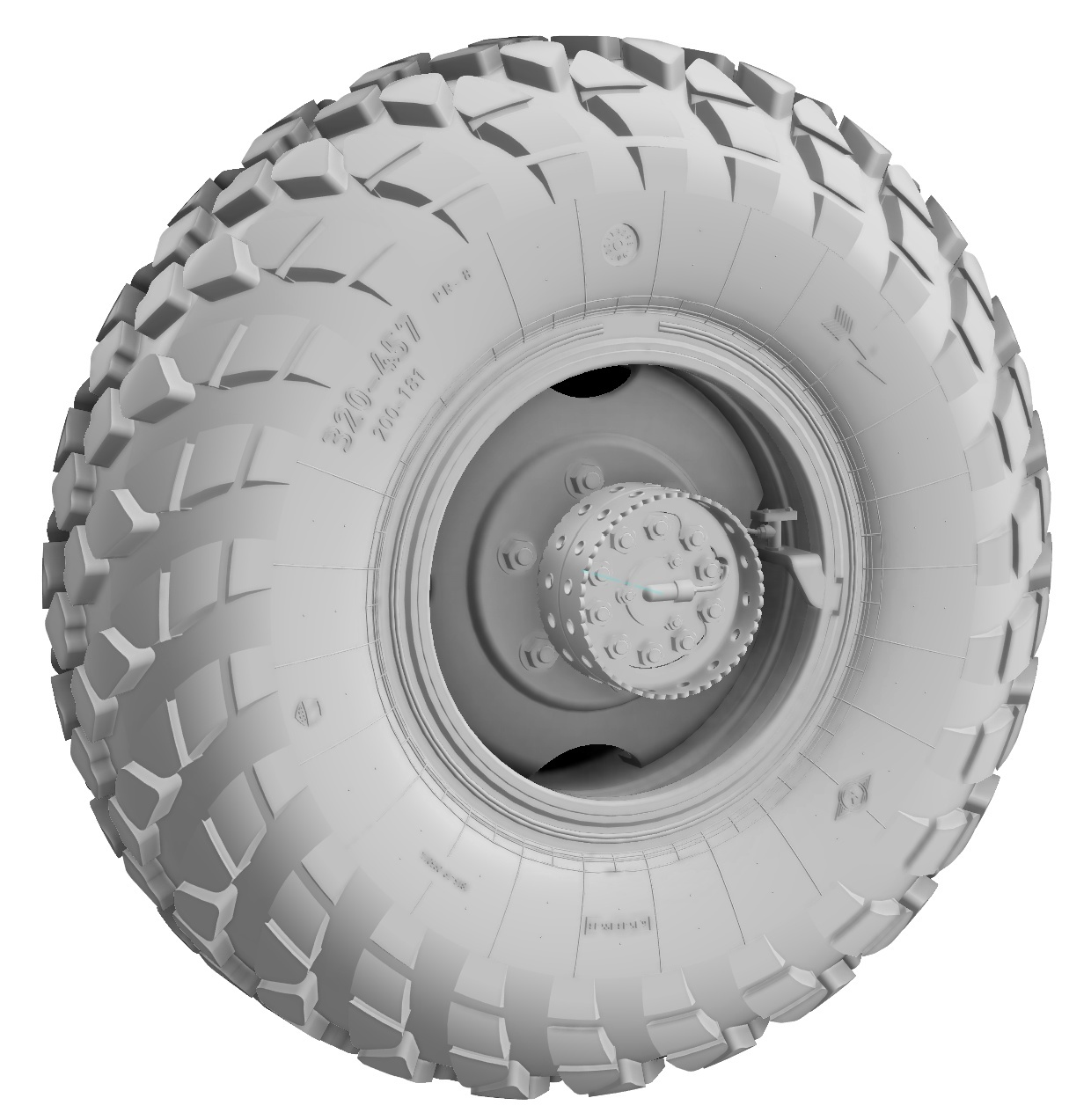 1:35 Колёса К-70 c просадкой на цельных дисках (поздние) для модели фирмы 'Звезда', арт. 3707 (двумя деталями, диск отдельно) - TL35037