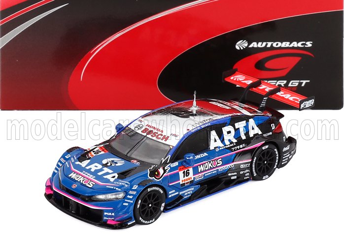 1:64 HONDA Civic Type R-gt Team Arta Mugen №16 Gt500 Class Super Gt (2025) Hiroki Otsu - Ren Sato, Blue - 64SGT25016