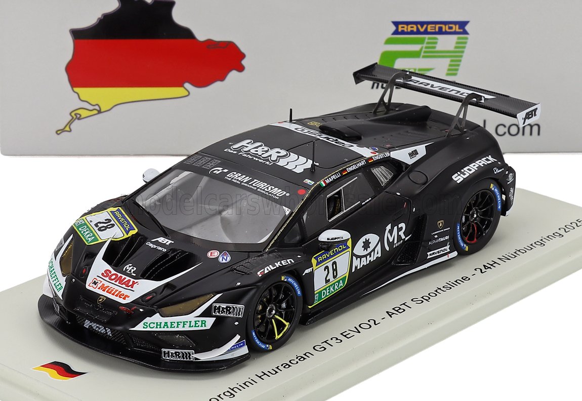 1:43 LAMBORGHINI Huracan Gt3 Evo Ii Team Abt Sportsline №28 24h Nurburgring (2025) Marco Mapelli - Christian Engelhart - Luca Engstler, Black - SG1008