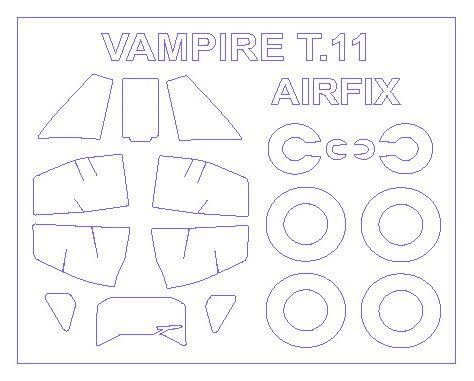 1:72 Маска окрасочная Британский учебно-боевой самолет De Havilland Vampire T.11 - 72535