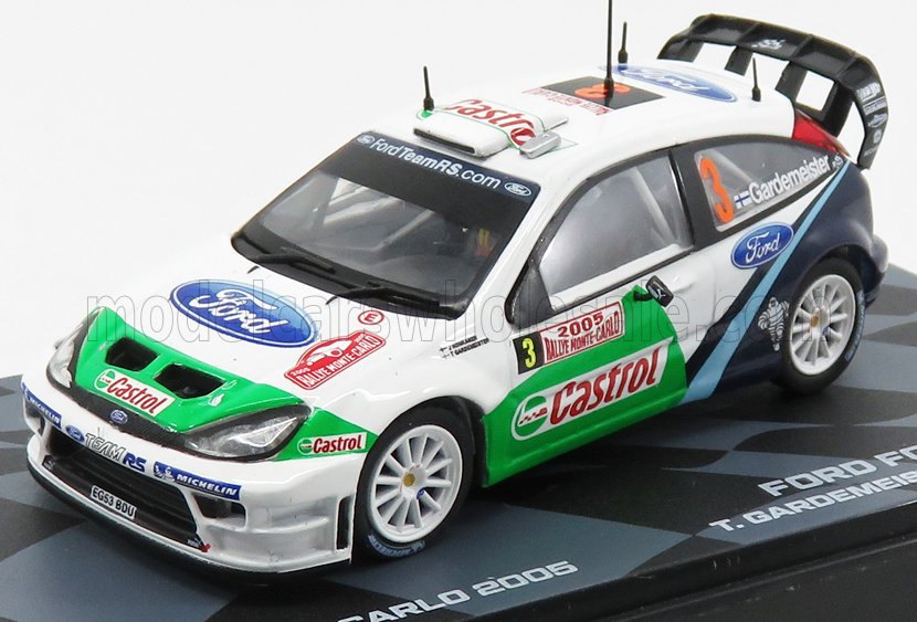 1:43 FORD Focus Rs Wrc N 3 Rally Montecarlo 2005 T.gardemeister - J.honkanen, White Green Blue - RMIT013