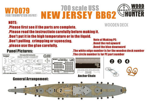1:700 Набор деталей WWII USS New Jersey BB62 - W70079