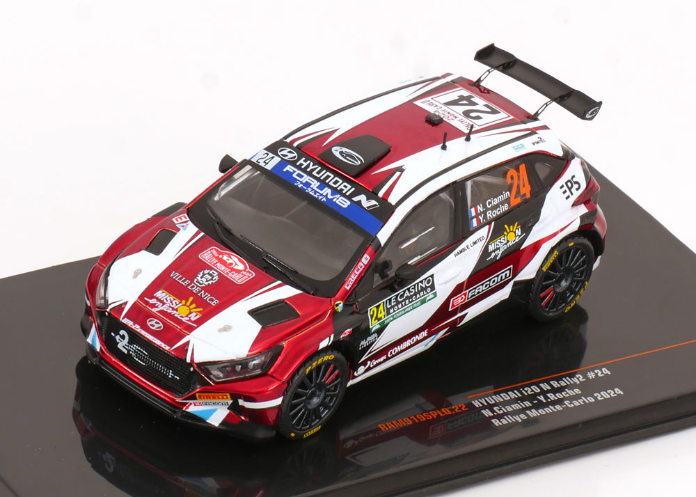 1:43 HYUNDAI i20 N Rally2 No 24  Rally Monte Carlo, Ciamin/Roche (2024) - RAM919SPLQ