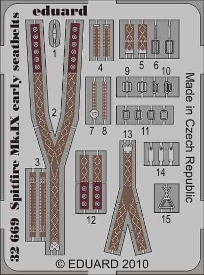 1:32 Фототравление привязные ремни Spitfire Mk.IX early seatbelts - 32669