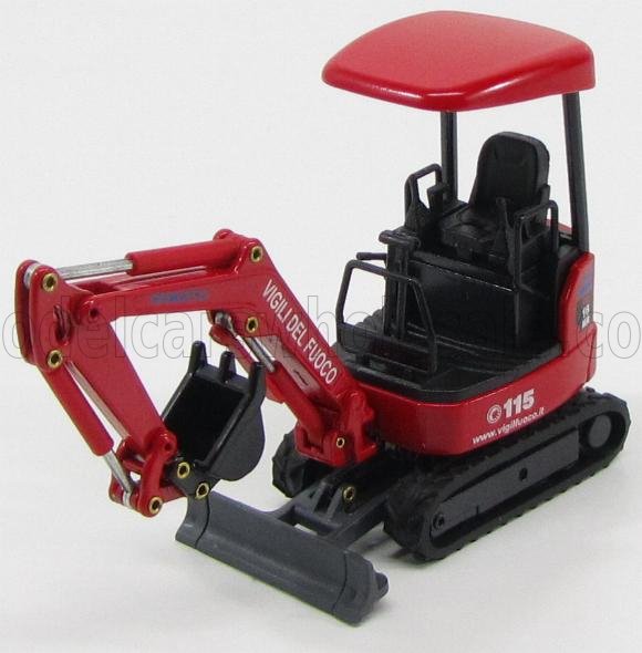 1:32 KOMATSU Pc18 - Ruspa Cingolata Vigili Del Fuoco - Crane Fire Engine, Red Black - 63003