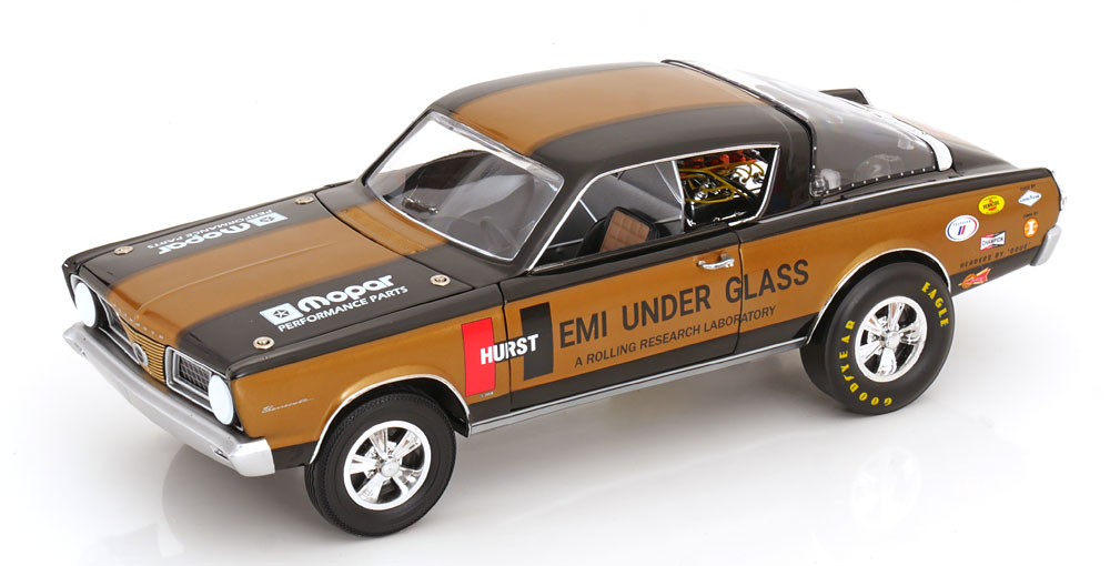1:18 PLYMOUTH Barracuda Hurst Hemi Under Glass (1966), black golden - HWY-18034