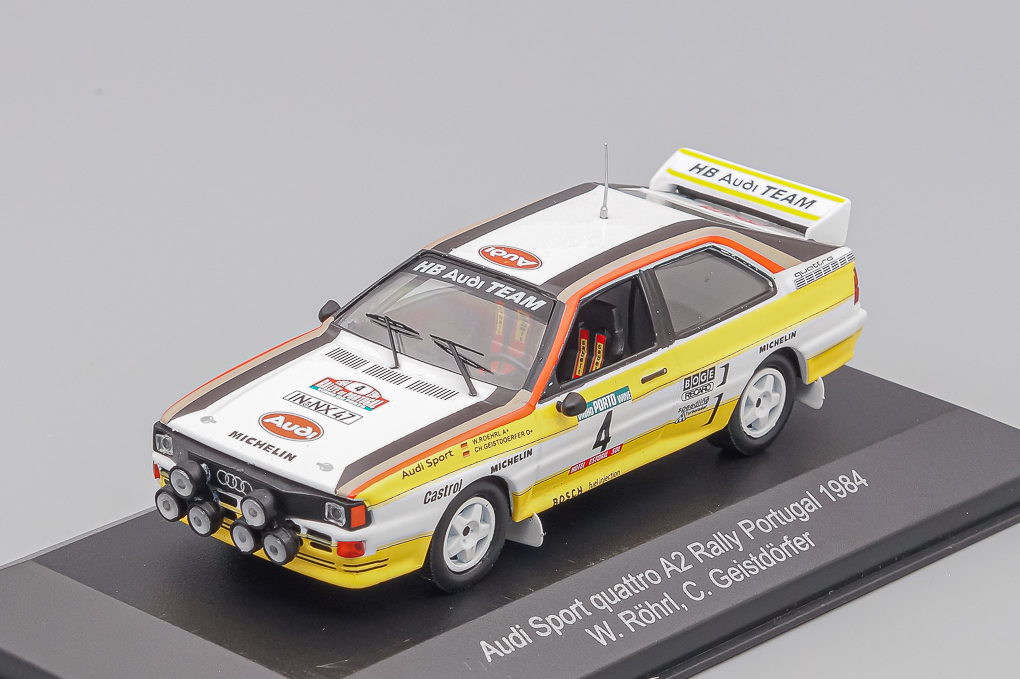 1:43 AUDI Quattro A2 Team Audi Sport Hb (night Version) N4 Rally Portugal (1984) W.Rohrl - C.Geistdorfer, White Yellow - WRC005