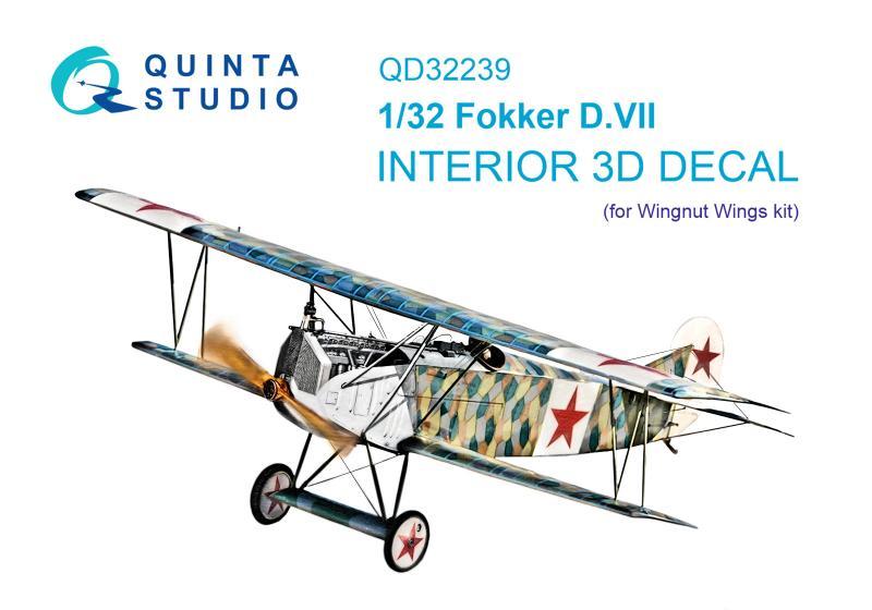 1:32 3D Декаль интерьера кабины Fokker D.VII (Wingnut Wings) - QD32239