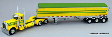 1:64 Peterbilt 379 Day Cab w/Lode Distinction Tri-Axle Hopper Trailer, Green/Yellow - 783724619696