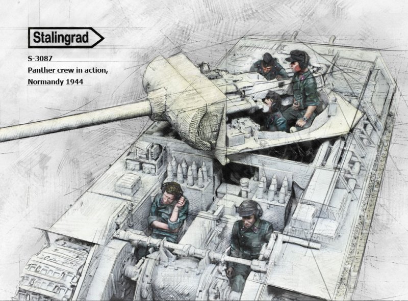 1:35 Сборная модель Фигура Panther crew in action 5 фигурок - 3087