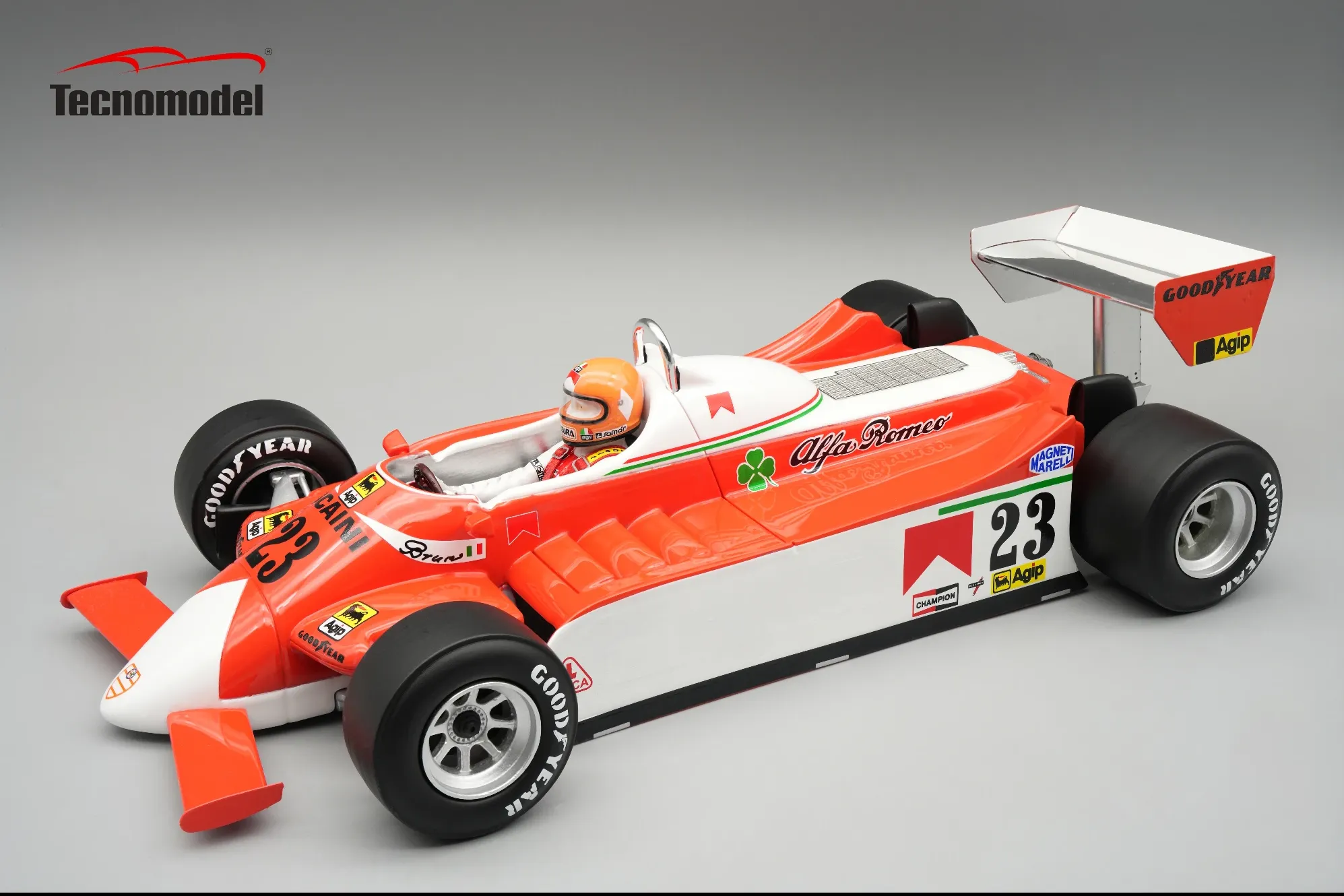 1:18 ALFA ROMEO F1 179 №23 Monaco Gp (with Pilot Figure) Bruno Giacomelli (1980) , White Red - TMD18-421D