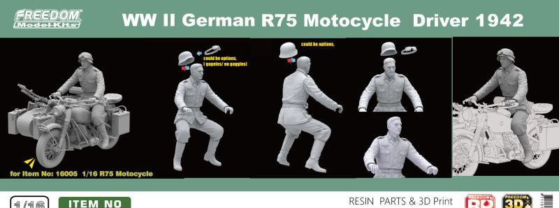 1:16 Сборная модель WW II немецкий водитель мотоцикла R75 - 616005