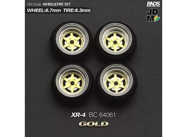 1:64 XR-4 Alloy Wheel & Rim set, gold/chrome - BC64061