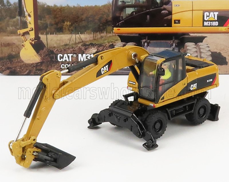 1:87 CATERPILLAR Catm318d Escavatore Gommato - Tractor Hydraulic Excavator Scraper, Yellow Black - 85177