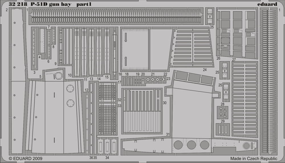 1:32 Фототравление для P-51D gun bay - 32218