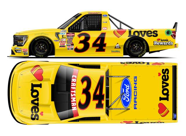 1:24 FORD F-150 #34 Layne Riggs *Loveâ€™s*, yellow/red/black 2026 - T342624LTSLR
