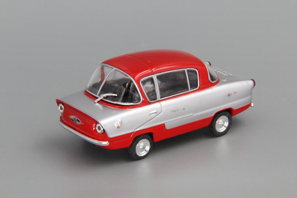 1:43 ИМЗ НАМИ А50 Белка, Автолегенды СССР 115, серебристый с красным - AL115