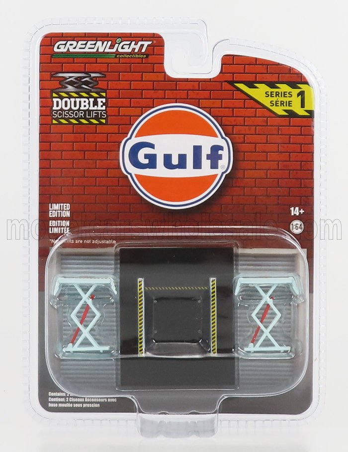 1:64 ACCESSORIES GARAGE SET OFFICINA - PONTE SOLLEVATORE AUTO - TWO POST LIFT, LIGHT BLUE - 16160B