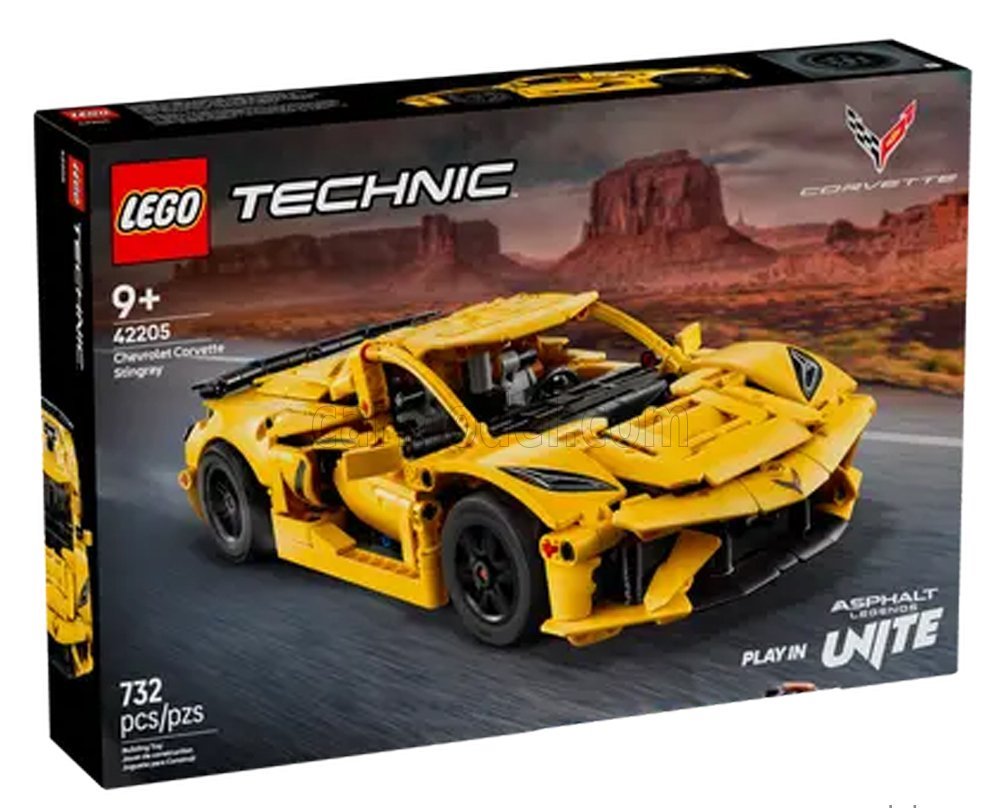 Сборная модель CHEVROLET Lego Technic - Corvette Stingray (2024) - 732 Pcs, Yellow - 42205