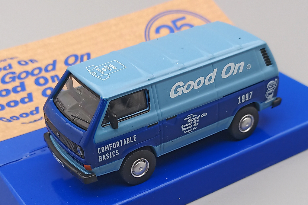 1:64 VOLKSWAGEN T3 Panel Van 'GOOD ON', blue - T64S-001-GO