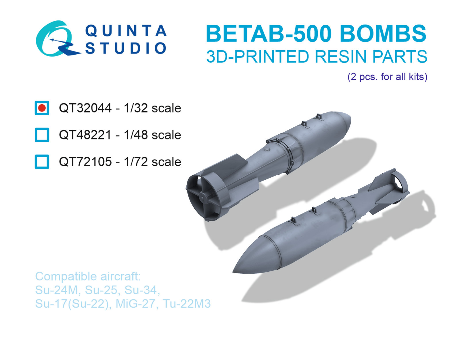 1:32 Авиабомбы БетАБ-500 (бетонобойные), 2 шт. (для всех моделей) - QT32044