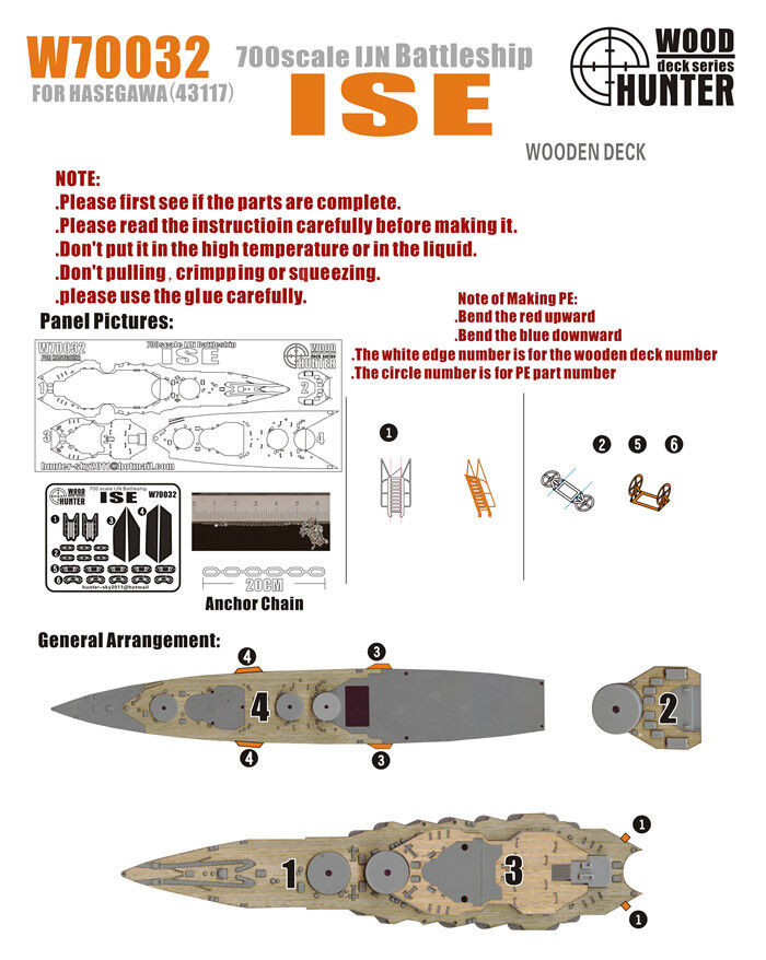 1:700 IJN Battleship Ise Wooden Deck - W70032