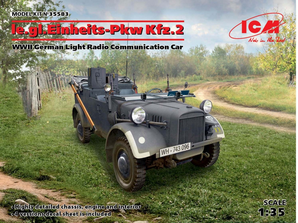 1:35 Сборная модель /135 le.gl.Einheitz-Pkw Kfz.2, Германский легкий автомобиль радиосвязи IIМВ - 35583