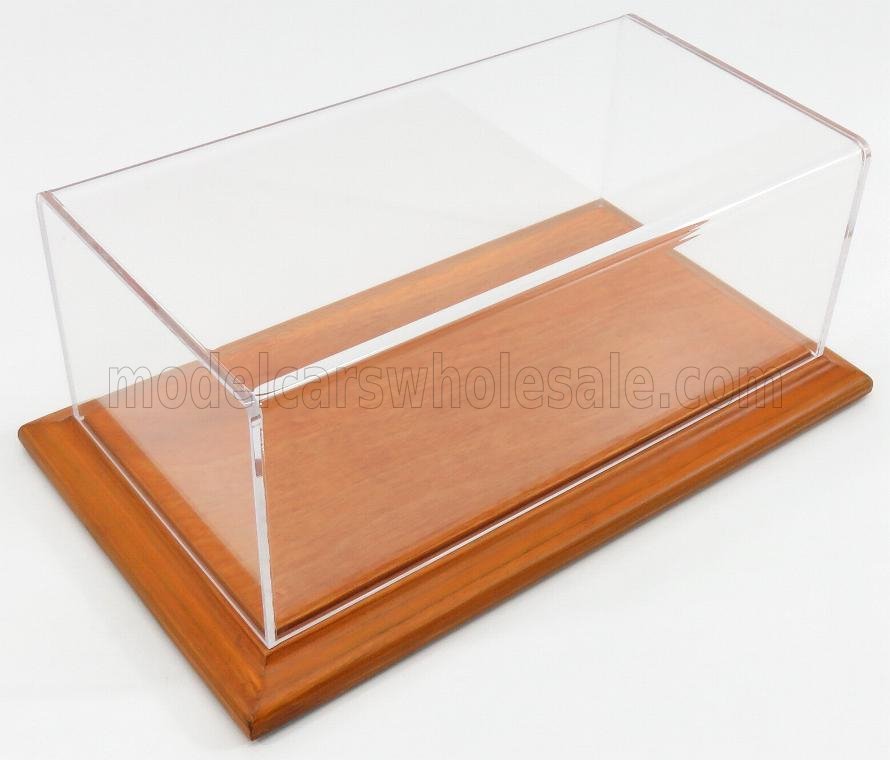 1:24 VETRINA DISPLAY BOX Aichi Base In Legno - Wood Cherry Base - Lungh.lenght Cm 23 X Largh.width Cm 12 X Alt.height Cm 8.5 (altezza Interna 8.0 Cm ), Plastic Display - ATL10055