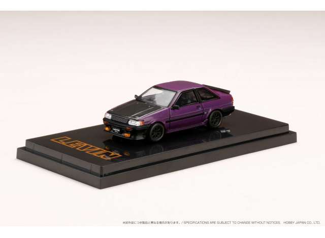 1:64 Toyota Corolla Levin GT APEX 2door AE86 with Carbon Bonnet, purple / black - HJ641035CP