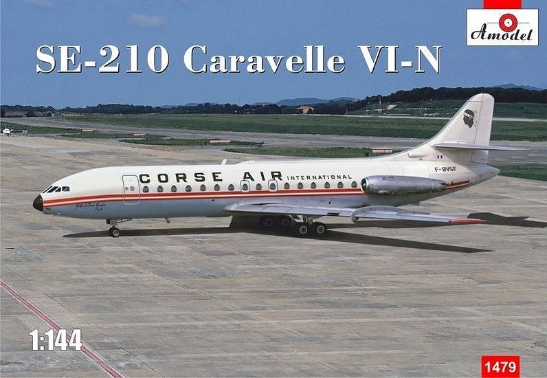 1:144 Сборная модель Французский пассажирский самолет Sud Aviation Caravelle VI-N - 1479