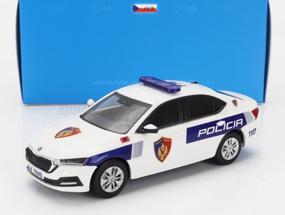 1:43 SKODA Octavia Iv Albanie Policia (2020), White Blue - 036XA03
